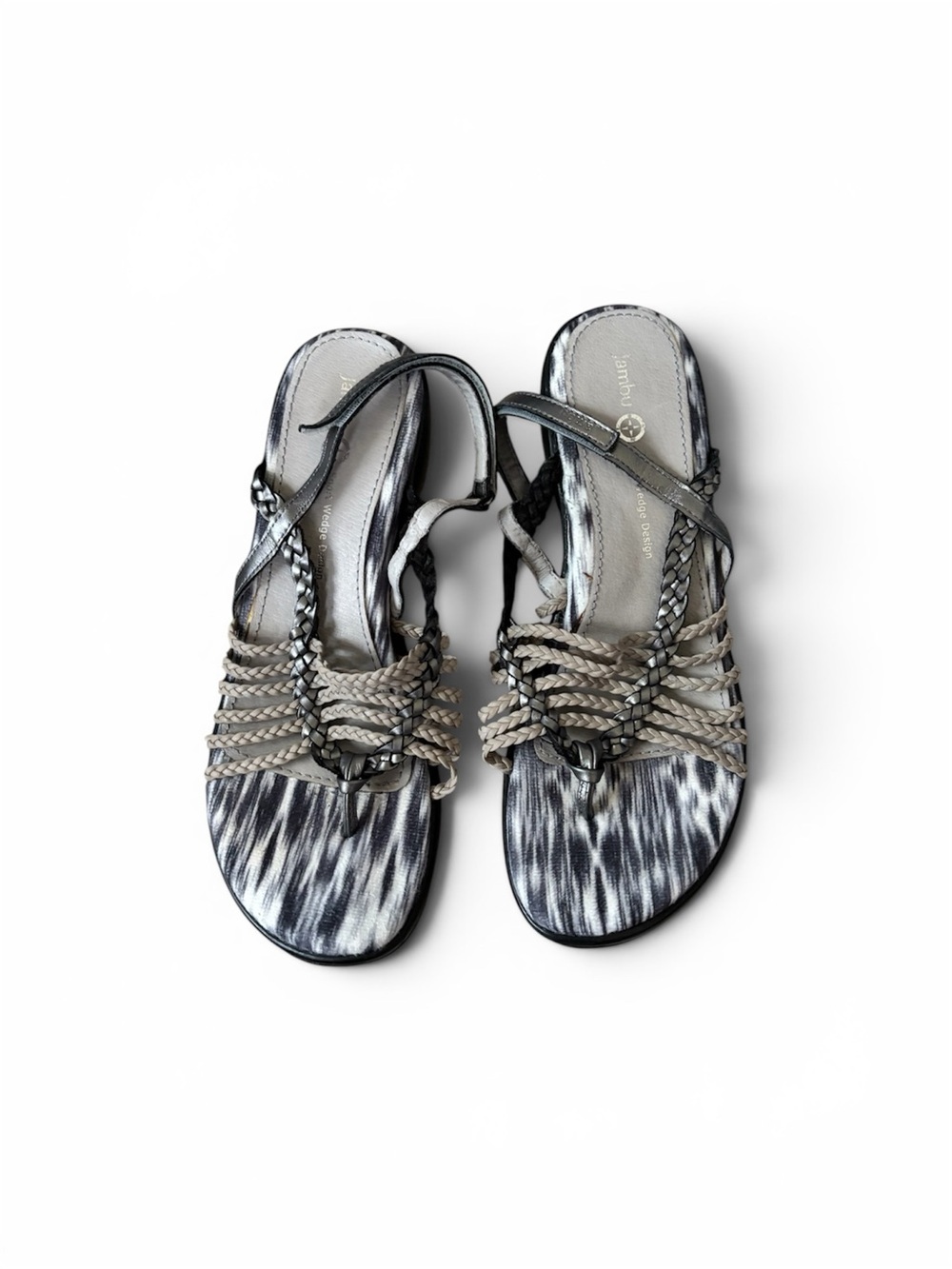 Jambu Gray Braided Rope Slingback Sport Wedge Sandals Size 8M